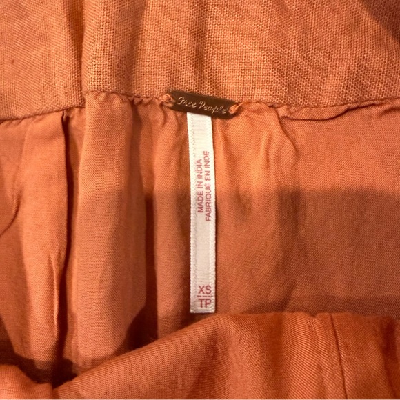 Free People Linen Blend Button Side Mini Skirt Womens XS Burnt Orange ZipperBack - Picture 4 of 6